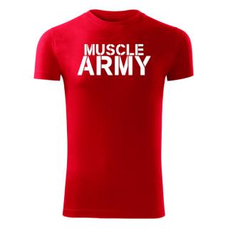 DRAGOWA fitness tričko muscle army, červená 180g/m2 Veľkosť: L