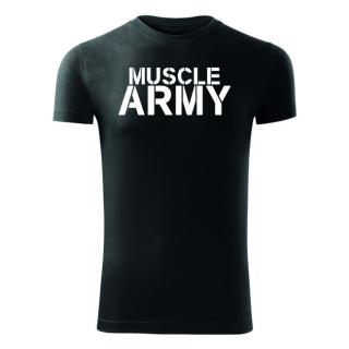 DRAGOWA fitness tričko muscle army, čierna 180g/m2 Veľkosť: L