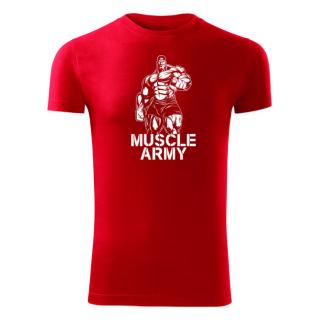 DRAGOWA fitness tričko muscle army man, červená 180g/m2 Veľkosť: M