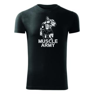 DRAGOWA fitness tričko muscle army man, čierna 180g/m2 Veľkosť: L