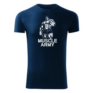 DRAGOWA fitness tričko muscle army man, modrá 180g/m2 Veľkosť: S