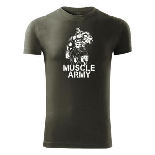 DRAGOWA fitness tričko muscle army man, olivová 180g/m2 Veľkosť: L