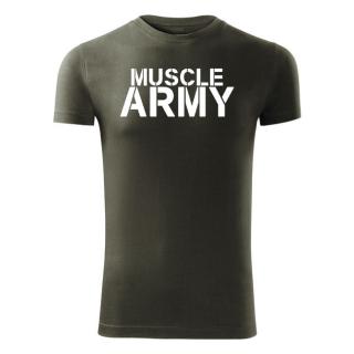 DRAGOWA fitness tričko muscle army, olivová 180g/m2 Veľkosť: L