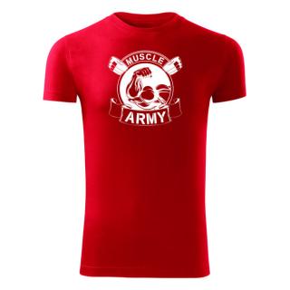 DRAGOWA fitness tričko muscle army original, červená 180g/m2 Veľkosť: L
