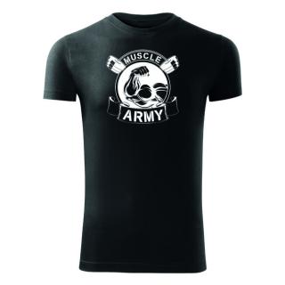 DRAGOWA fitness tričko muscle army original, čierna 180g/m2 Veľkosť: L