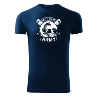 DRAGOWA fitness tričko muscle army original, modrá 180g/m2 Veľkosť: S