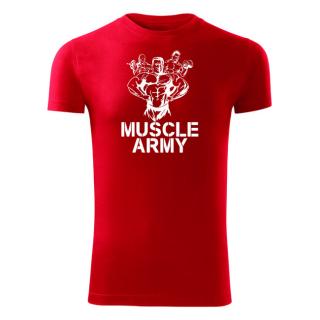 DRAGOWA fitness tričko muscle army team, červená 180g/m2 Veľkosť: L