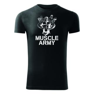 DRAGOWA fitness tričko muscle army team, čierna 180g/m2 Veľkosť: L