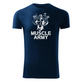 DRAGOWA fitness tričko muscle army team, modrá 180g/m2 Veľkosť: S