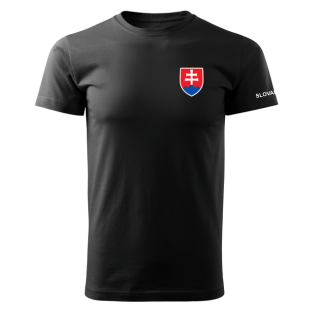 DRAGOWA krátke tričko malý farebný slovenský znak, čierna 160g/m2 Veľkosť: 4XL