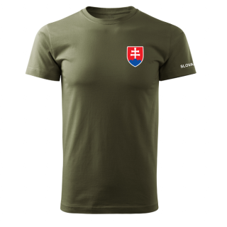 DRAGOWA krátke tričko malý farebný slovenský znak, olivová 160g/m2 Veľkosť: 3XL