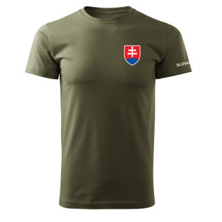 DRAGOWA krátke tričko malý farebný slovenský znak, olivová 160g/m2 Veľkosť: L