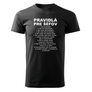 DRAGOWA krátke tričko pravidlá pre šéfov, čierna 160g/m2 Veľkosť: L