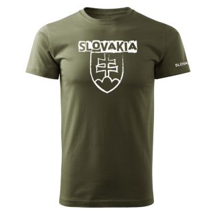 DRAGOWA krátke tričko slovenský znak s nápisom, olivová 160g/m2 Veľkosť: L