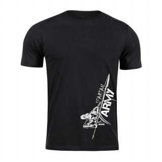 DRAGOWA krátke tričko spartan army Myles, čierna 160g/m2 Veľkosť: 4XL