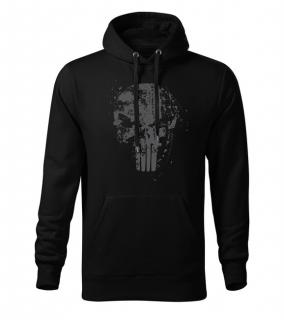 DRAGOWA pánska mikina s kapucňou Frank The Punisher, čierna 320g/m2 Veľkosť: 3XL