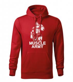 DRAGOWA pánska mikina s kapucňou muscle army man, červená 320g/m2 Veľkosť: 3XL