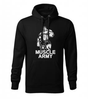 DRAGOWA pánska mikina s kapucňou muscle army man, čierna 320g/m2 Veľkosť: 3XL