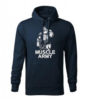 DRAGOWA pánska mikina s kapucňou muscle army man, tmavomodrá 320g/m2 Veľkosť: 3XL