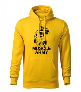 DRAGOWA pánska mikina s kapucňou muscle army man, žltá 320g/m2 Veľkosť: L