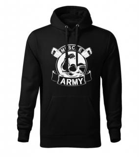 DRAGOWA pánska mikina s kapucňou muscle army original, čierna 320g/m2 Veľkosť: 3XL