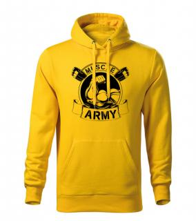 DRAGOWA pánska mikina s kapucňou muscle army original, žltá 320g/m2 Veľkosť: 3XL