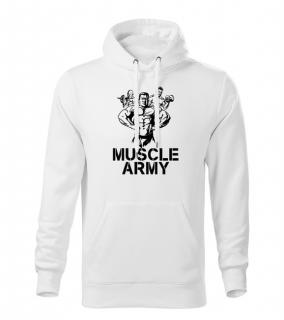 DRAGOWA pánska mikina s kapucňou muscle army team, biela 320g/m2 Veľkosť: 3XL