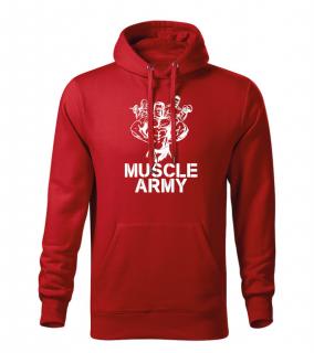 DRAGOWA pánska mikina s kapucňou muscle army team, červená 320g/m2 Veľkosť: L