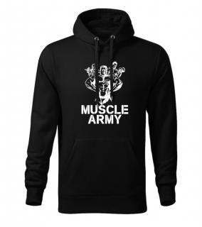 DRAGOWA pánska mikina s kapucňou muscle army team, čierna 320g/m2 Veľkosť: L