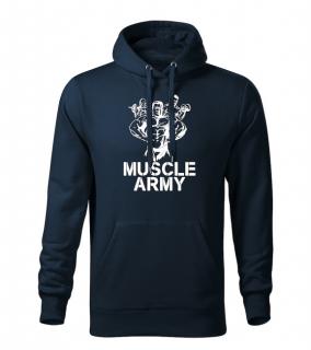 DRAGOWA pánska mikina s kapucňou muscle army team, tmavomodrá 320g/m2 Veľkosť: XL