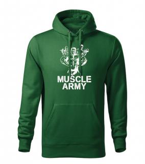 DRAGOWA pánska mikina s kapucňou muscle army team, zelená 320g/m2 Veľkosť: 3XL