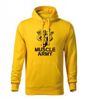 DRAGOWA pánska mikina s kapucňou muscle army team, žltá 320g/m2 Veľkosť: 3XL