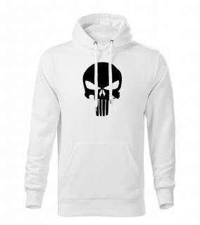 DRAGOWA pánska mikina s kapucňou punisher, biela 320g/m2 Veľkosť: 3XL