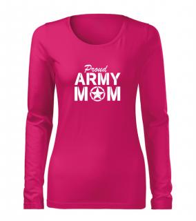 DRAGOWA Slim dámske tričko s dlhým rukávom army mom, ružová 160g/m2 Veľkosť: L