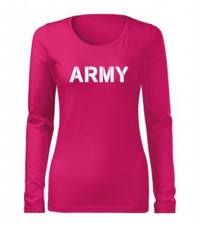 DRAGOWA Slim dámske tričko s dlhým rukávom army, ružová 160g/m2 Veľkosť: L