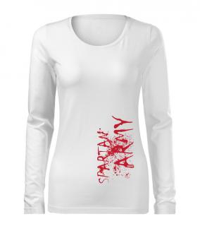 DRAGOWA Slim dámske tričko s dlhým rukávom War, biela 160g/m2 Veľkosť: S