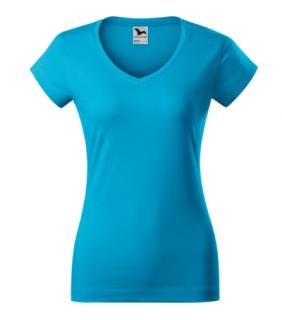 Fit V-neck Tričko dámske Varianta: tyrkysová, Velikost: 2XL