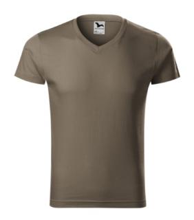 Slim Fit V-neck Tričko pánske Varianta: army, Velikost: 2XL