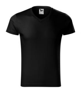 Slim Fit V-neck Tričko pánske Varianta: čierna, Velikost: 2XL