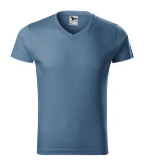 Slim Fit V-neck Tričko pánske Varianta: denim, Velikost: 2XL