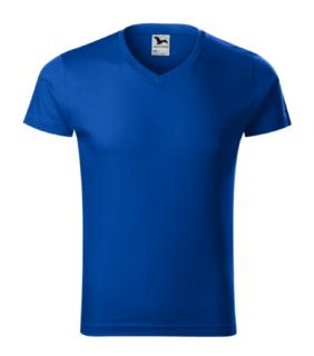 Slim Fit V-neck Tričko pánske Varianta: kráľovská modrá, Velikost: 2XL
