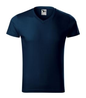 Slim Fit V-neck Tričko pánske Varianta: tmavomodrá, Velikost: 2XL