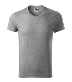 Slim Fit V-neck Tričko pánske Varianta: tmavosivý melír, Velikost: M