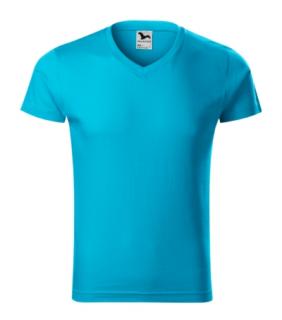 Slim Fit V-neck Tričko pánske Varianta: tyrkysová, Velikost: 2XL