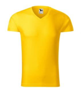 Slim Fit V-neck Tričko pánske Varianta: žltá, Velikost: 2XL