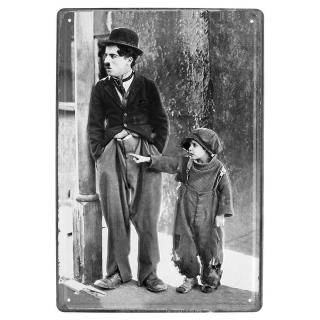 Kovová ceduľa Charlie Chaplin 20x30cm (dekoračná tabuľa)