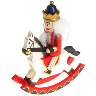 Luskáčik na koni Kráľ červený výška 15cm  (vianočná ozdoba luskáčik na koni)