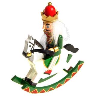Luskáčik na koni Kráľ zelený výška 15cm (Luskáčik na koni vianočná dekorácia)
