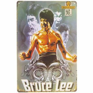 Plechová ceduľa Bruce Lee 20x30cm (Retro dekorácia do bytu materiál kov, rozmery 200x300 mm (Š x V))