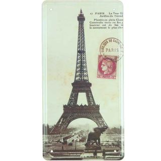 Plechová tabula Paris Eiffelova veža 16x31cm (Retro ceduľa PARIS)